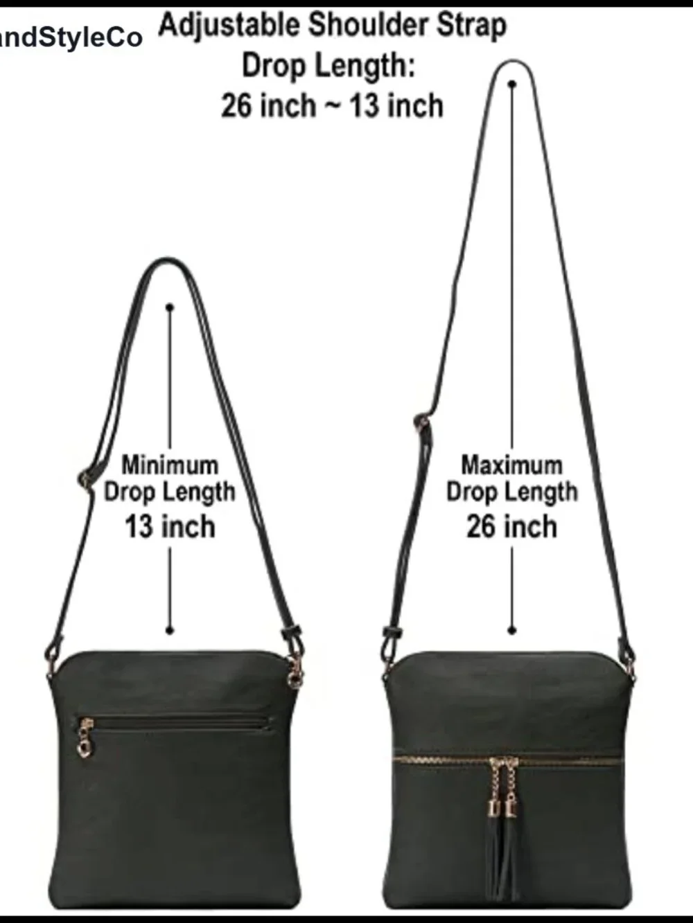 Lightweight Medium Crossbody Purse with Tassel, Faux Leather